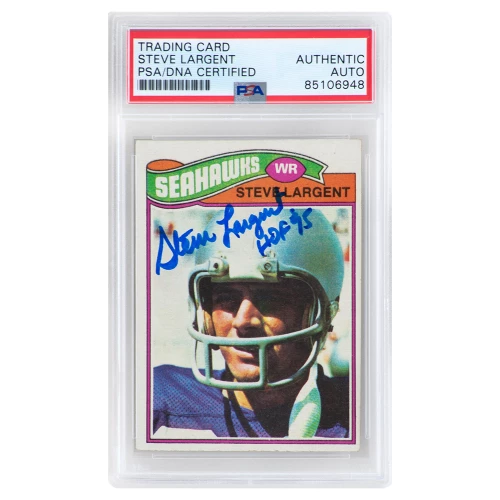 Steve Largent Signed Seattle Seahawks 1977 Topps Rookie Football Card #177 w/HOF'95 - (PSA Encapsulated)