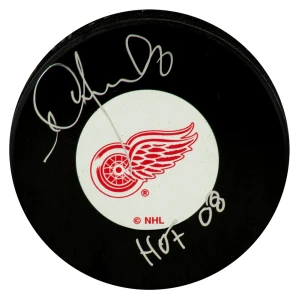 Igor Larionov Signed Detroit Red Wings Logo Hockey Puck w/HOF'08