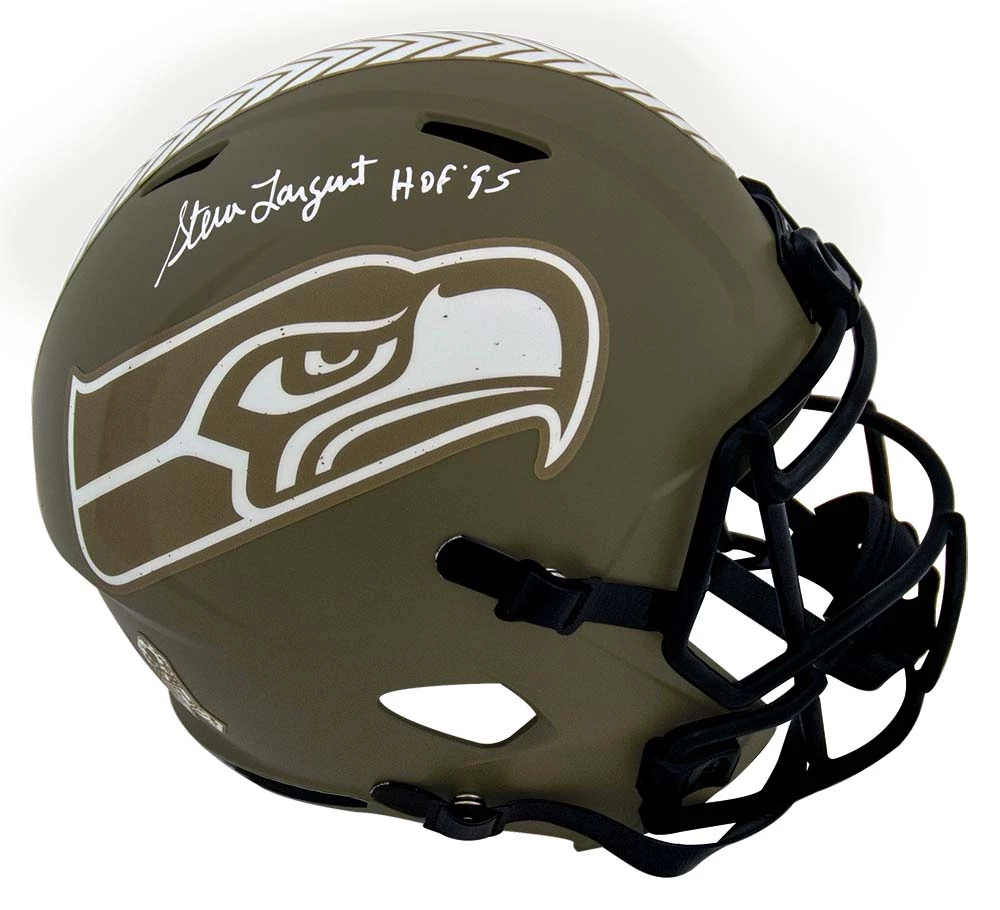 Steve Largent Signed Seattle Seahawks Salute to Service Riddell Full Size Speed Replica Helmet w/HOF'95
