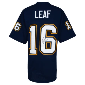 Ryan Leaf Signed Navy Throwback Custom Football Jersey