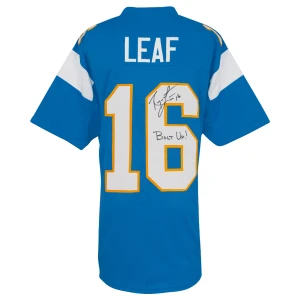 Ryan Leaf Signed Powder Blue Custom Football Jersey w/Bolt Up