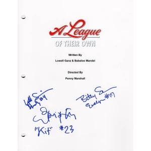 Lori Petty, Bitty Schram & Kelli Simpkins Signed A League Of Their Own Movie Script Cover Page w/Character Names