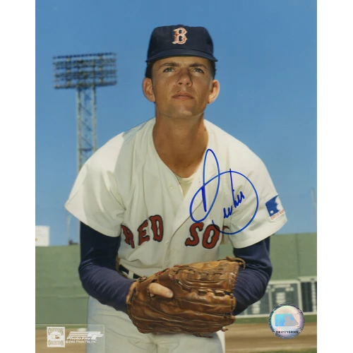 Bill Lee Signed Boston Red Sox Close Up Pose With Glove 8x10 Photo
