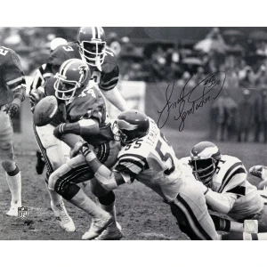 Frank LeMaster Signed Philadelphia Eagles B&W Tackle Action vs Falcons 16x20 Photo