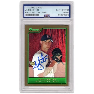 Jon Lester Signed Boston Red Sox 2006 Bowman Draft Gold Rookie Baseball Card #BDP22 - (PSA Encapsulated)