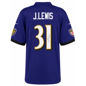 Jamal Lewis Signed Baltimore Ravens Purple Nike Replica Football Jersey