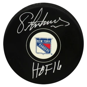 Eric Lindros Signed New York Rangers Logo Hockey Puck w/HOF'16