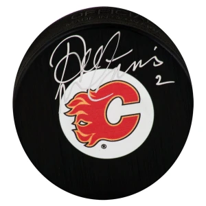 Al MacInnis Signed Calgary Flames Medium Logo Hockey Puck