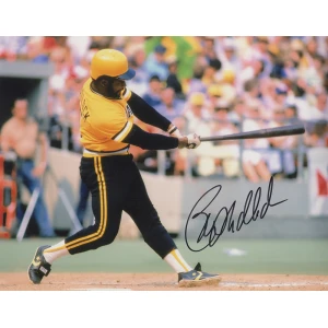 Bill Madlock Signed Pirates Yellow Jersey Swinging Action 8x10 Photo