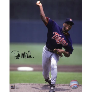 Pat (Patrick) Mahomes Sr. Signed Minnesota Twins Navy Jersey Pitching 8x10 Photo