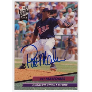 Pat (Patrick) Mahomes Sr. Signed Minnesota Twins 1992 Fleer Ultra Rookie Baseball Card #398
