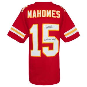 Pat (Patrick) Mahomes Sr. Signed Red Custom Football Jersey w/Who's Your Daddy?