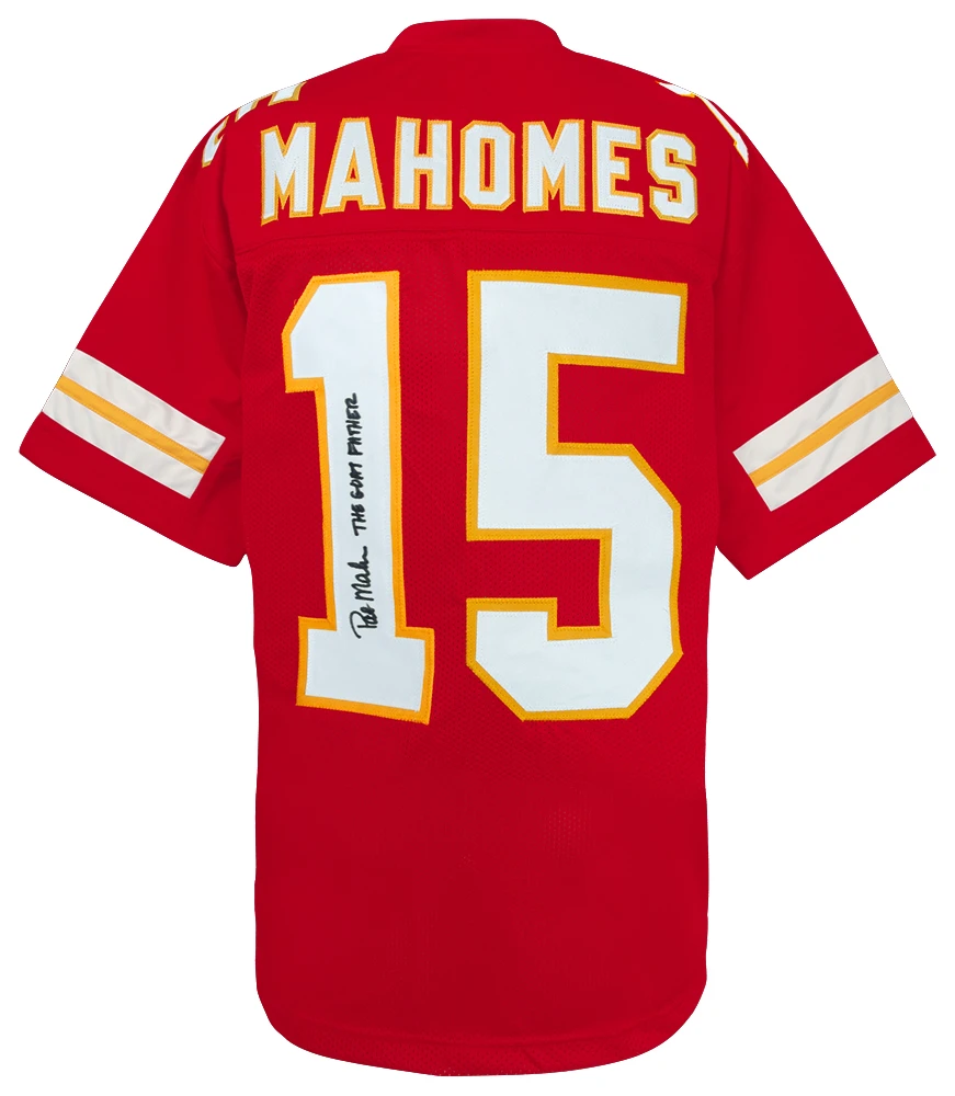 Pat (Patrick) Mahomes Sr. Signed Red Custom Football Jersey w/The Goatfather