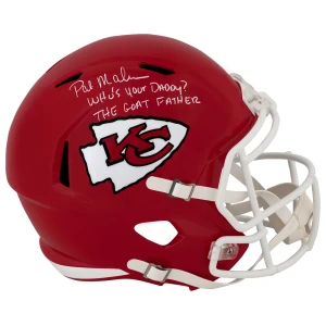 Pat (Patrick) Mahomes Sr. Signed Kansas City Chiefs Riddell Full Size Speed Replica Helmet w/2-Inscriptions