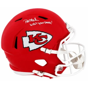 Pat (Patrick) Mahomes Sr. Signed Kansas City Chiefs Riddell Full Size Speed Replica Helmet w/Who's Your Daddy?