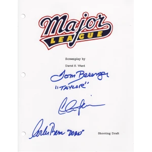 Charlie Sheen, Corbin Bernsen & Tom Berenger Signed Major League Movie Script Cover Page w/Taylor, Dorn