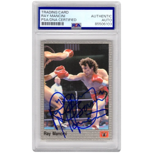 Ray Mancini Signed 1991 All World Boxing Trading Card #26 w/Boom Boom - (PSA Encapsulated)