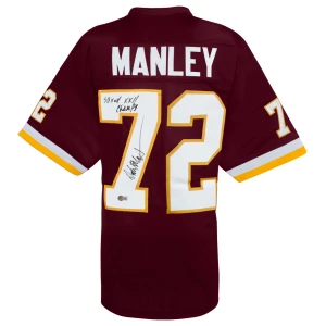 Dexter Manley Signed Maroon Custom Football Jersey w/SB XVII, XXII Champs - (Beckett)