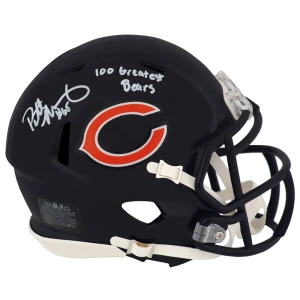 Patrick Mannelly Signed Chicago Bears Riddell Speed Mini Helmet w/100 Greatest Bears