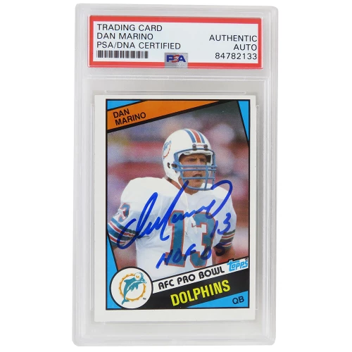 Dan Marino Signed Miami Dolphins 1984 Topps Football Rookie Card #123 w/HOF'05 (PSA Encapsulated)