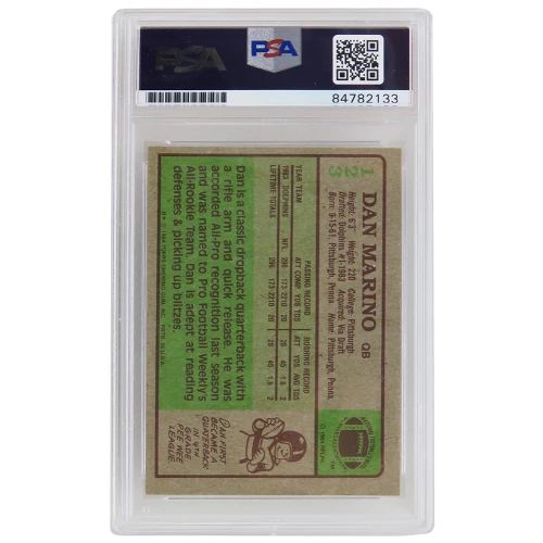Dan Marino Signed Miami Dolphins 1984 Topps Football Rookie Card #123 w/HOF'05 (PSA Encapsulated) - Image 2