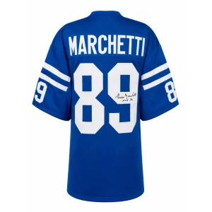 Gino Marchetti Signed Blue Throwback Custom Football Jersey w/HOF'72