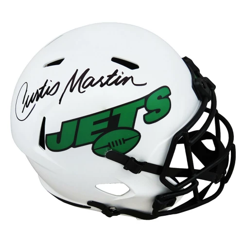 Curtis Martin Signed New York Jets Lunar Eclipse White Matte Riddell Full Size Speed Replica Helmet