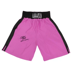Christy Martin Signed Title Pink & Black Women's Boxing Trunks w/2020 IB HOF