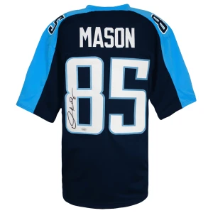 Derrick Mason Signed Navy Blue Custom Football Jersey - (JSA)