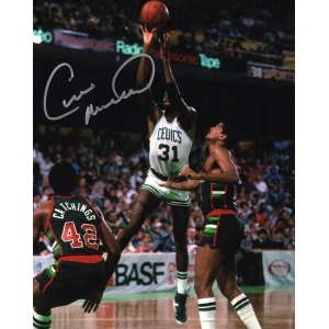 Cedric Maxwell Signed Boston Celtics White Jersey Jump Shot 8x10 Photo
