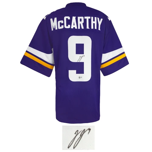 J.J. (JJ) McCarthy Signed Purple Custom Football Jersey - (Beckett) - Image 2