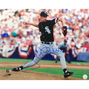 Jack McDowell Signed Chicago White Sox Black Jersey Pitching 16x20 Photo w/93 AL CY