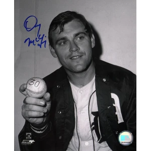 Denny McLain Signed Detroit Tigers 30 Game Win Baseball B&W 8x10 Photo