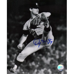 Denny McLain Signed Detroit Tigers B&W Wind Up Pitching 8x10 Photo