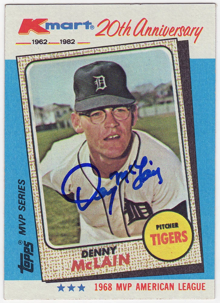Denny McLain Signed Detroit Tigers 1982 Topps Kmart Baseball Trading Card #13