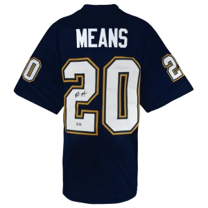 Natrone Means Signed Navy Custom Football Jersey - (Beckett)