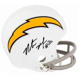 Natrone Means Signed Chargers White Throwback 2-Bar Riddell (VSR4) Mini Helmet