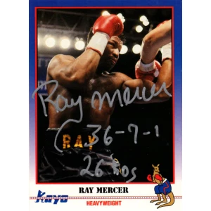 Ray Mercer Signed 1991 Kayo Boxing Trading Card #117 w/36-7-1, 26 KO's