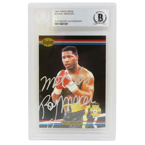 Ray Mercer Signed 1991 Ringlords Boxing Trading Card #13 w/Merciless - (Beckett Encapsulated)
