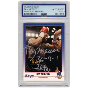 Ray Mercer Signed 1991 Kayo Boxing Trading Card #117 w/36-7-1, 26 KO's - (PSA Encapsulated)