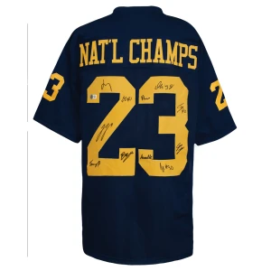 2023 Michigan Team Signed Navy Custom Jersey (J.J. (JJ) McCarthy + 10 Sigs) - (Beckett)