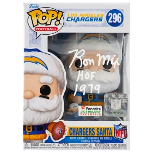 Ron Mix Signed Los Angeles Chargers SANTA Funko Pop Doll #296 w/HOF 1979