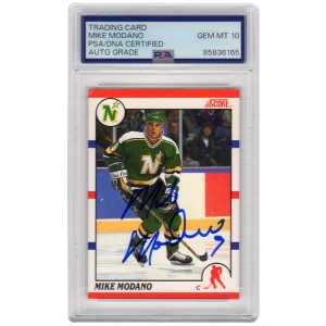 Mike Modano Signed Minnesota North Stars 1990-91 Score Hockey Rookie Card #120 - (PSA Encapsulated - Auto Grade 10)