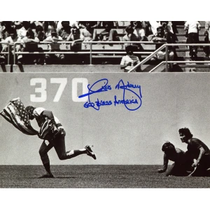 Rick Monday Signed Chicago Cubs B&W American Flag On Field 8x10 Photo w/God Bless America