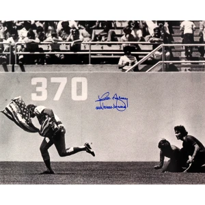 Rick Monday Signed Chicago Cubs B&W American Flag On Field 16x20 Photo w/God Bless America