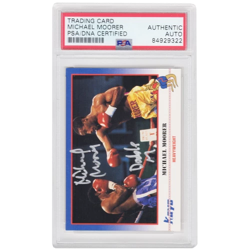 Michael Moorer Signed 1991 Kayo Boxing Trading Card #207 w/Double M - (PSA Encapsulated)