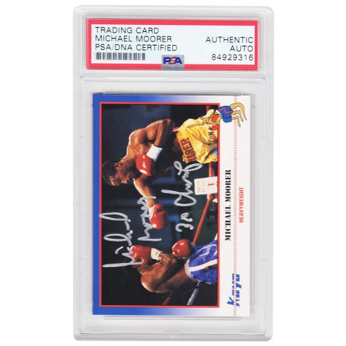 Michael Moorer Signed 1991 Kayo Boxing Trading Card #207 w/3x Champ - (PSA Encapsulated)