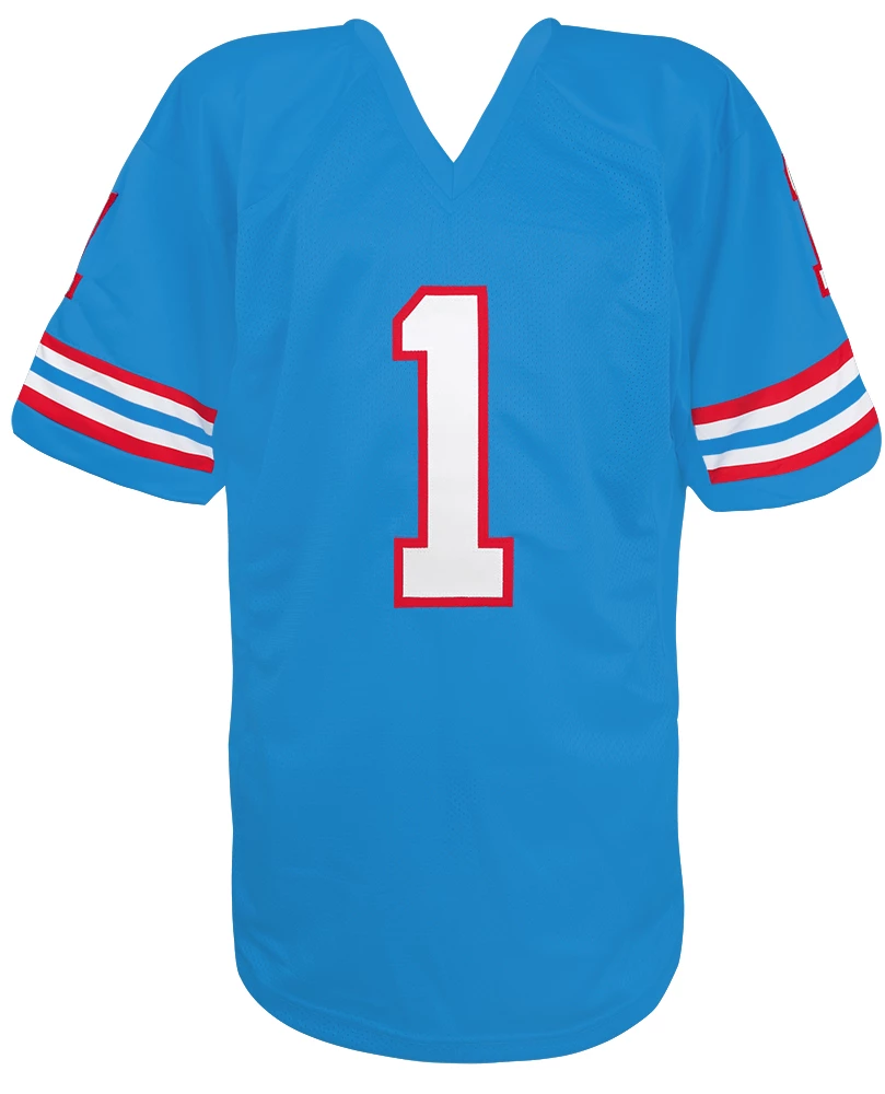 Warren Moon Signed Blue Throwback Custom Football Jersey w/HOF'06 - Image 3