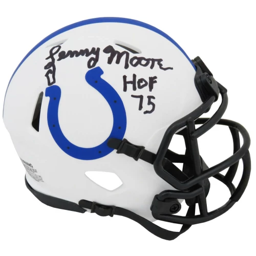 Lenny Moore Signed Colts Lunar Eclipse Riddell Speed Mini Helmet w/HOF'75