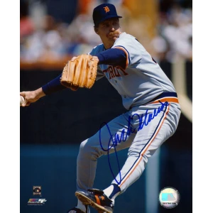 Jack Morris Signed Detroit Tigers Grey Jersey Pitching 8x10 Photo